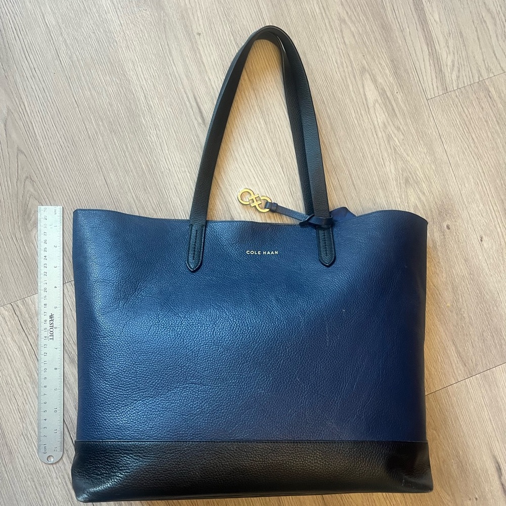 Cole Haan Blue and Black Leather Tote